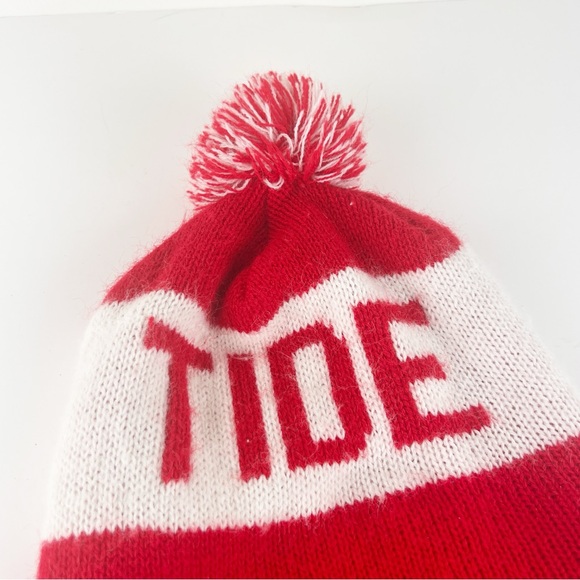 Vintage Alabama Roll Tide Knit Hat Pom Pom Beanie Red White Retro Cap Football - Picture 4 of 4